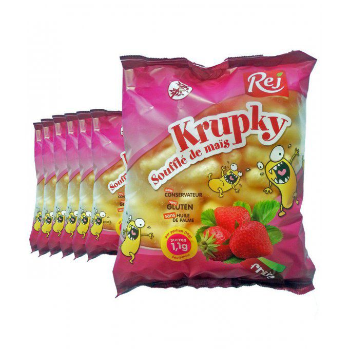 KRUPKY soufflé de maïs à la fraise - Pack de 7 sachets