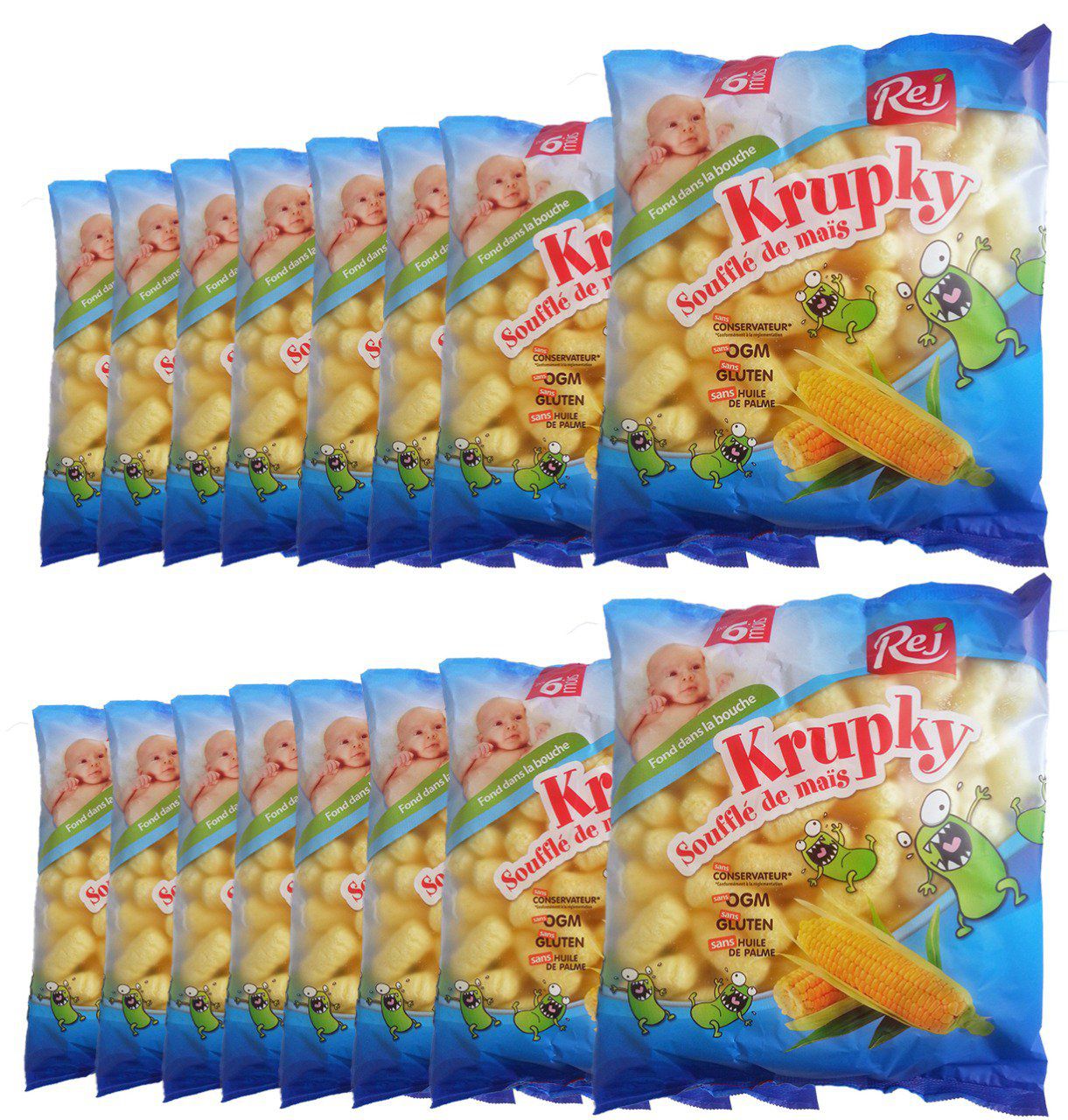 KRUPKY soufflé de maïs pour bébé (dès 6 mois) - Pack de 16 sachets