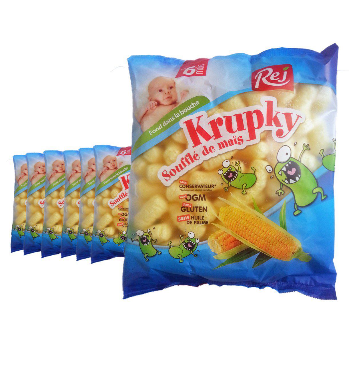 KRUPKY soufflé de maïs pour bébé (dès 6 mois) - Pack de 8 sachets