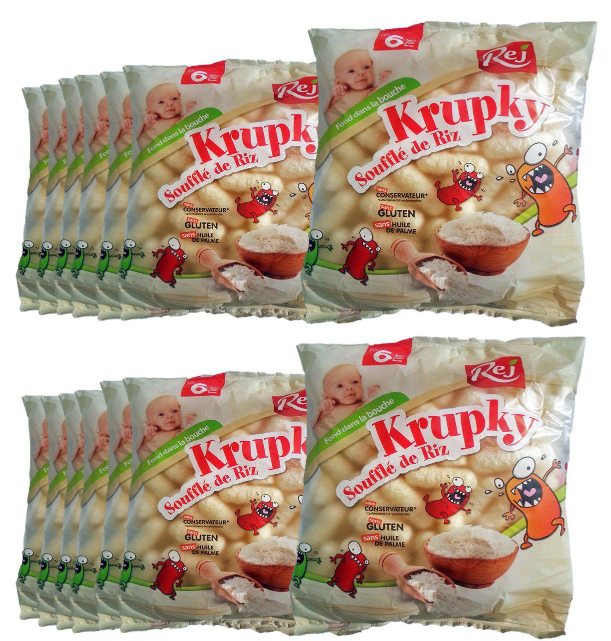 KRUPKY soufflé de riz pour bébé (dès 6 mois) - Pack de 24 sachets 