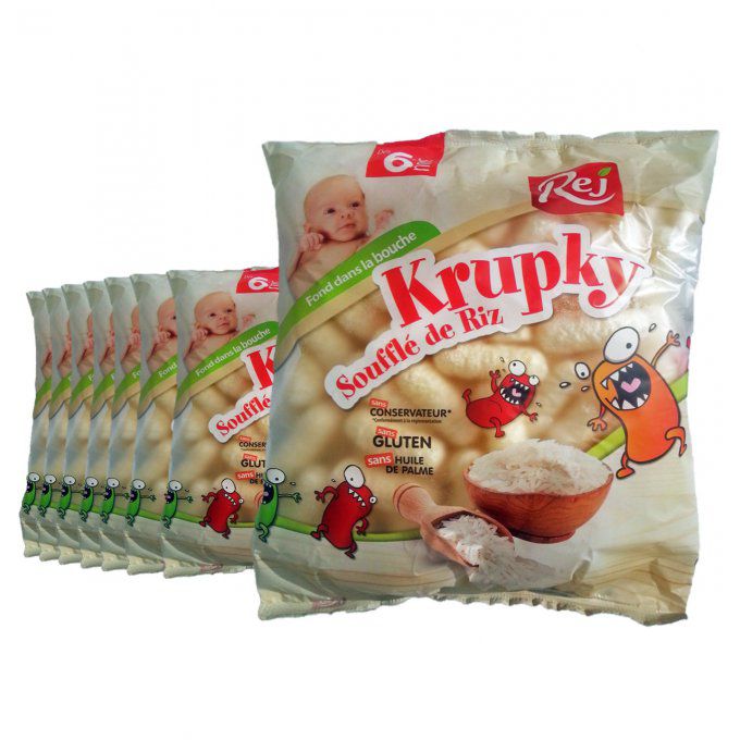 KRUPKY soufflé de riz pour bébé (dès 6 mois) - Pack de 8 sachets