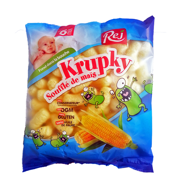 KRUPKY soufflé de maïs pour bébé (dès 6 mois) - Carton de 27 sachets de 50g.