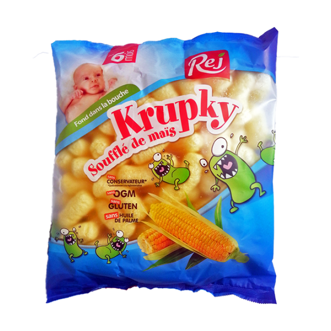 KRUPKY soufflé de maïs pour bébé (dès 6 mois) - Carton de 27 sachets de 50g.