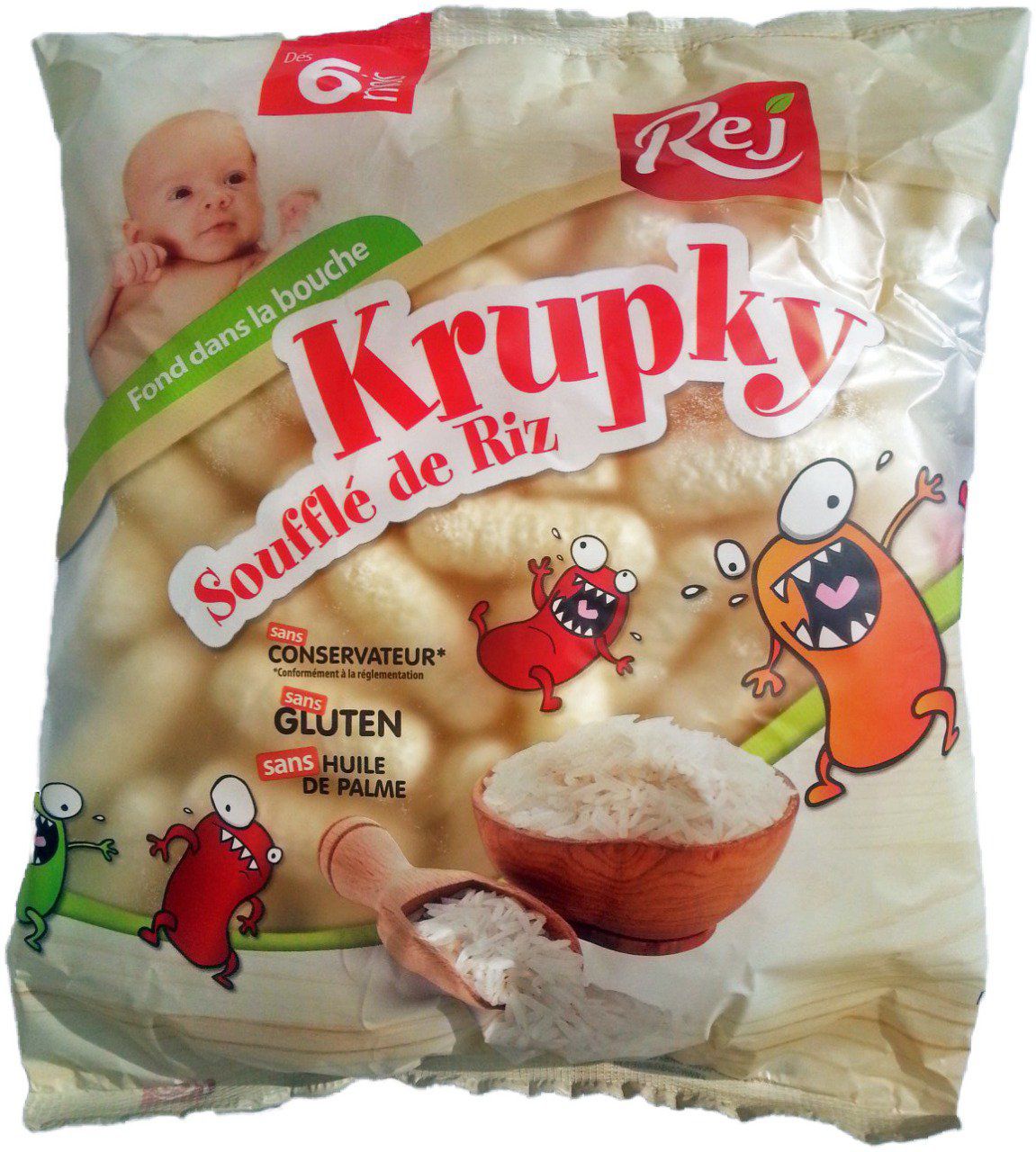 KRUPKY soufflé de riz pour bébé (dès 6 mois) - Sachet de 85g.